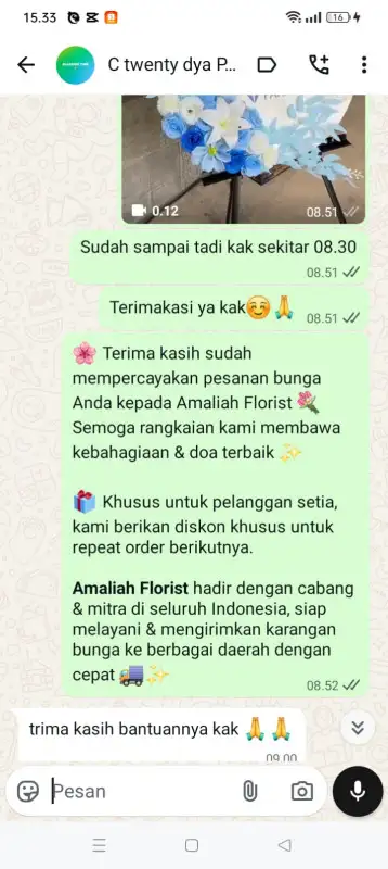 Testimonial krans bunga BATAM